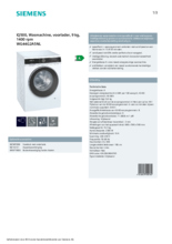 Product informatie SIEMENS wasmachine WG44G2A5NL