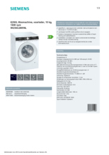 Product informatie SIEMENS wasmachine WG56G2M9NL