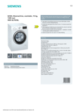 Product informatie SIEMENS wasmachine WM14LPH0NL