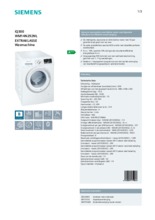 Product informatie SIEMENS wasmachine WM14N292NL