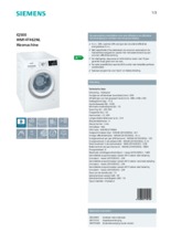 Product informatie SIEMENS wasmachine WM14T462NL