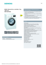 Product informatie SIEMENS wasmachine WM14UP00NL