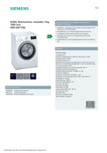 Product informatie SIEMENS wasmachine WM14UP72NL