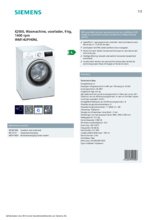Product informatie SIEMENS wasmachine WM14UPH0NL