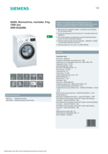 Product informatie SIEMENS wasmachine WM14UQ00NL