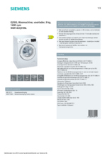 Product informatie SIEMENS wasmachine WM14UQ95NL