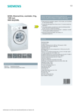 Product informatie SIEMENS wasmachine WM14UQ96NL
