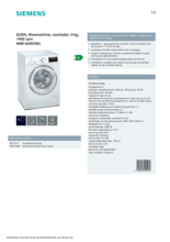 Product informatie SIEMENS wasmachine WM14UR95NL