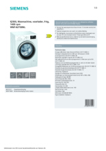 Product informatie SIEMENS wasmachine WM14UT00NL