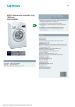 Product informatie SIEMENS wasmachine WM14VK90NL