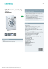 Product informatie SIEMENS wasmachine WM14VKH9NL