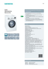 Product informatie SIEMENS wasmachine WM14W461NL