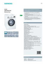 Product informatie SIEMENS wasmachine WM16W461NL