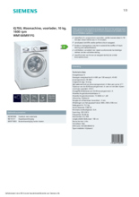 Product informatie SIEMENS wasmachine WM16XM91FG