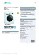 Product informatie SIEMENS wasmachine WM6HXE70NL
