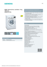 Product informatie SIEMENS wasmachine WM6HXF91NL