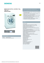Product informatie SIEMENS wasmachine WM6HXL90NL