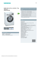 Product informatie SIEMENS wasmachine WM6HXM76NL