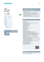 Product informatie SIEMENS wasmachine bovenlader WP12T225NL