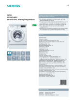 Product informatie SIEMENS wasmachine inbouw WI14W540EU