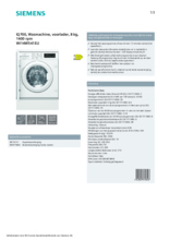 Product informatie SIEMENS wasmachine inbouw WI14W541EU
