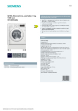 Product informatie SIEMENS wasmachine inbouw WI14W542EU