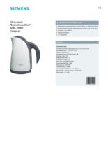 Product informatie SIEMENS waterkoker TW60101