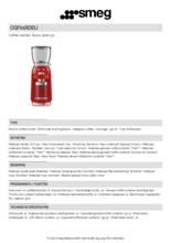 Product informatie SMEG bonenmaler - koffiemolen rood CGF01RDEU