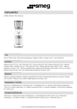 Product informatie SMEG bonenmaler - koffiemolen wit CGF01WHEU