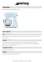 Product informatie SMEG keukenmachine SMF03PBEU