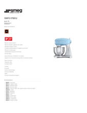 Product informatie SMEG keukenmachine blauw SMF01PBEU