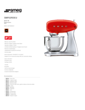 Product informatie SMEG keukenmachine rood SMF02RDEU