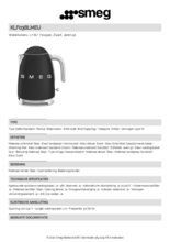 Product informatie SMEG waterkoker mat zwart KLF03BLMEU