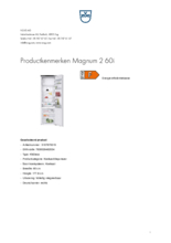 Product informatie V-ZUG koelkast inbouw MAGNUM 2 60I