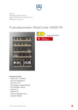 Product informatie V-ZUG wijnkoelkast inbouw WINECOOLER 90 SL Platinum glas rechtsdraaiend