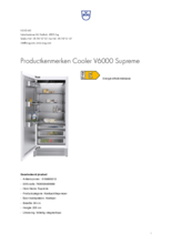 Product informatie V-Zug koelkast inbouw Cooler V6000 Supreme right