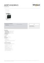 Product informatie WHIRLPOOL fornuis ACMT6130/WH/3