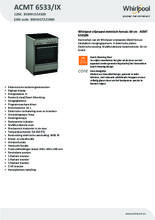Product informatie WHIRLPOOL fornuis keramisch ACMT 6533/WH
