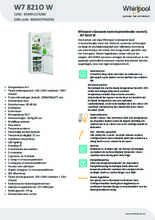 Product informatie WHIRLPOOL koelkast W7 821O W