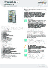 Product informatie WHIRLPOOL koelkast W9 831D IX H