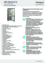 Product informatie WHIRLPOOL koelkast W9 931D IX H