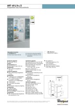 Product informatie WHIRLPOOL koelkast inbouw ART491/A+/2