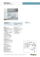 Product informatie WHIRLPOOL koelkast onderbouw ARZ005/A+