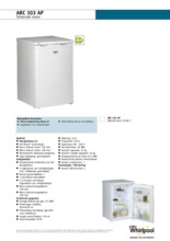 Product informatie WHIRLPOOL koelkast tafelmodel ARC104/1A+
