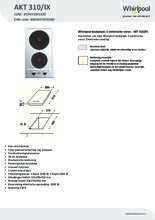Product informatie WHIRLPOOL kookplaat inbouw AKT 310/IX