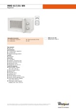 Product informatie WHIRLPOOL magnetron MWO617/01WH
