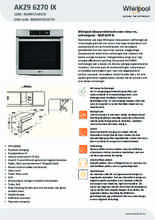 Product informatie WHIRLPOOL oven inbouw AKZ9 6270 IX