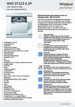 Product informatie WHIRLPOOL vaatwasser inbouw WIO 3T123 6.5P