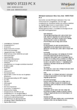 Product informatie WHIRLPOOL vaatwasser smal vrijstaande WSFO 3T223 PCX