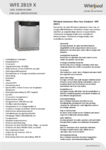 Product informatie WHIRLPOOL vaatwasser vrijstaand rvs WFE 2B19 X